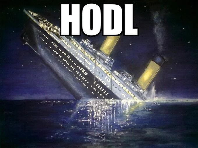 Titanic disaster metaphorically representing HODLing through crashes.