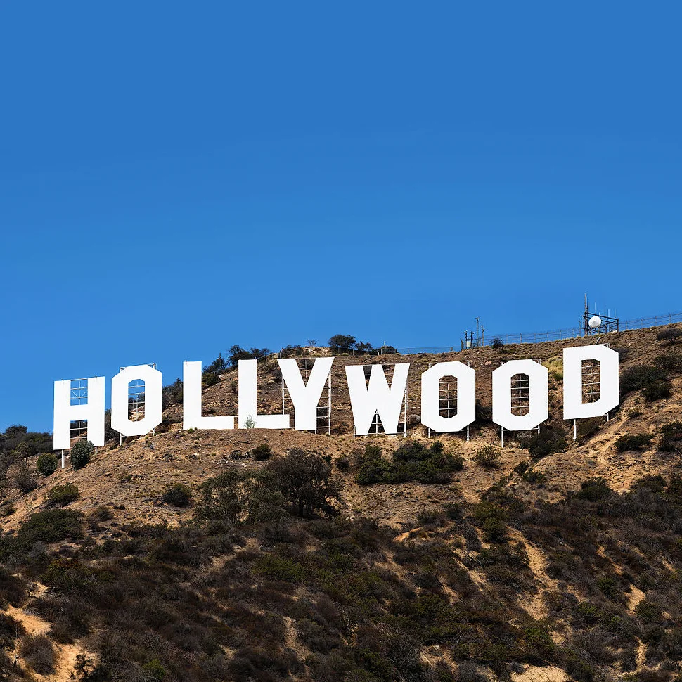The original Hollywood sign, the iconic landmark that has inspired countless parodies and alterations over the decades.