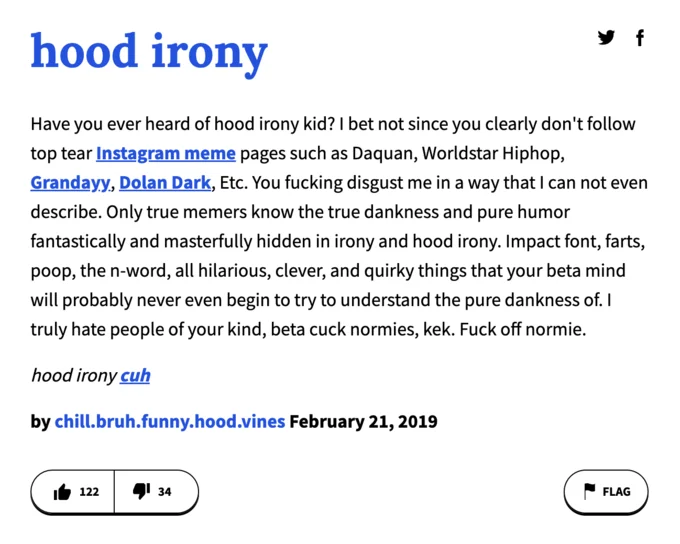 An example of the Hood Irony meme format demonstrating typical visual distortion and absurdist humor.