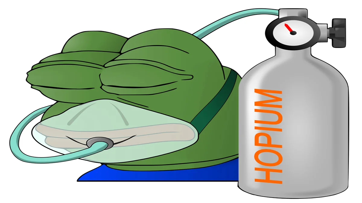 The canonical hopium meme capturing relentless substance-fueled optimism.