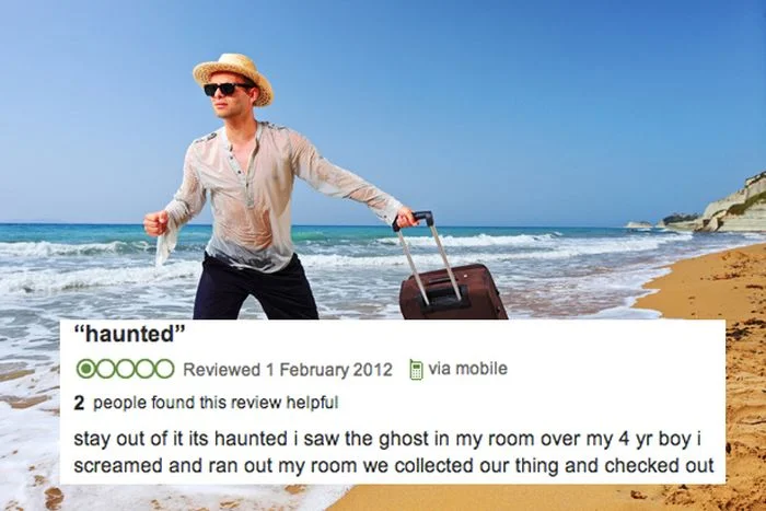 Sarcastic hotel review exemplifying humorous guest complaint format.