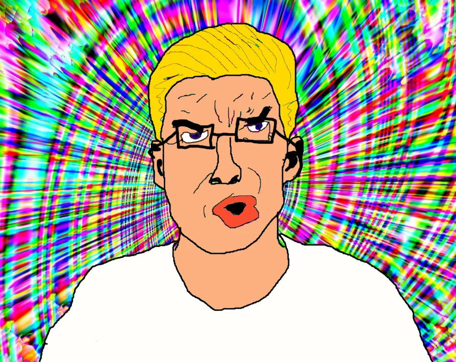 A hand-drawn parody illustration of the sensory-overload feeling associated with the 5 Gum meme.