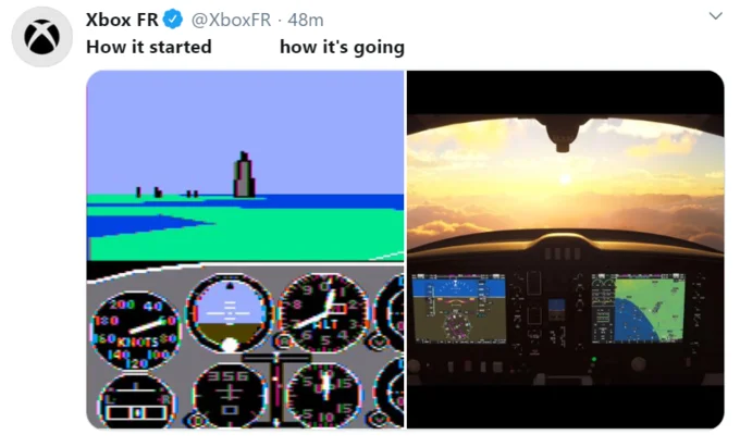 Gaming technology evolution demonstrated through flight simulator graphics.