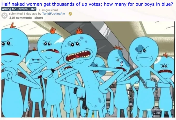An alternate crop of the seminal Reddit post that gave the meme its name.