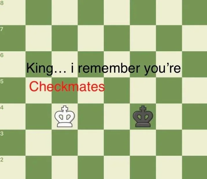 Chess-themed variation of the meme applying the format to a checkmate scenario.