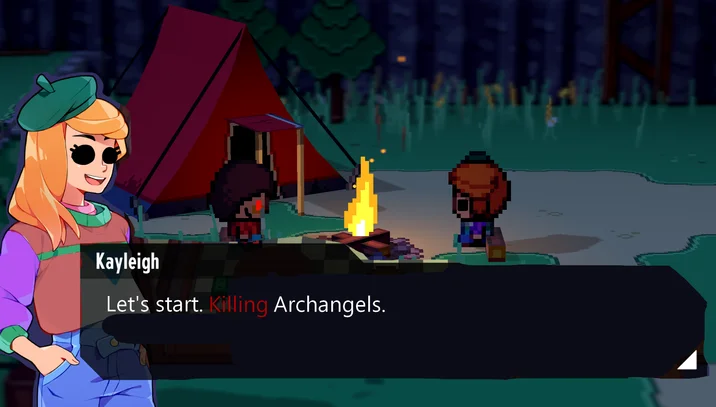 Indie RPG adaptation of the meme with a character declaring intent to kill archangels.
