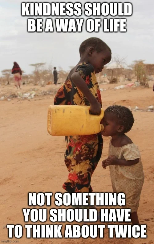 Spontaneous human compassion captured in child's generous act.