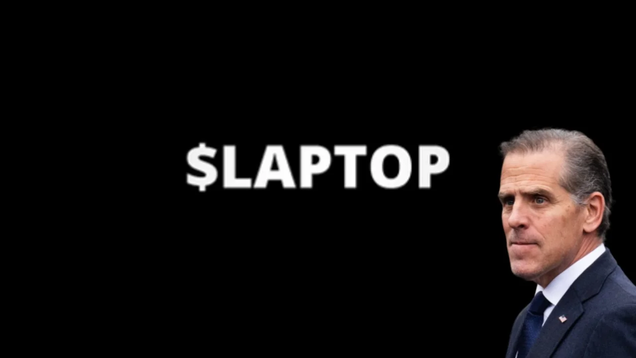 Cover art for Hunter Biden's $LAPTOP meme coin launch.