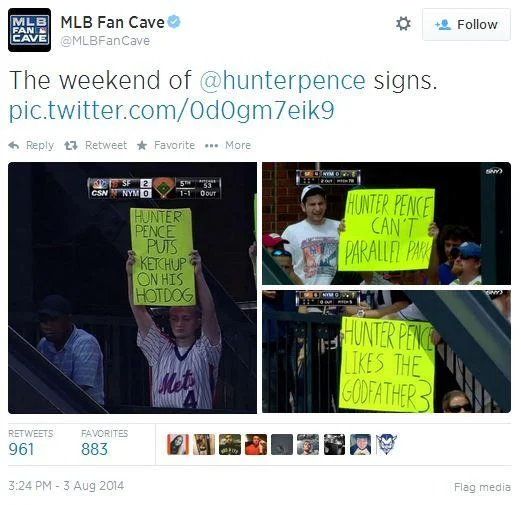 Multiple Hunter Pence Signs across games showcasing trend spread.