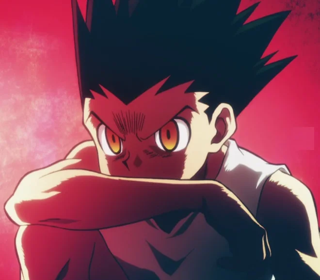 Gon Freecss in his powered-up adult form, one of the most iconic scenes from the Hunter x Hunter Chimera Ant arc.