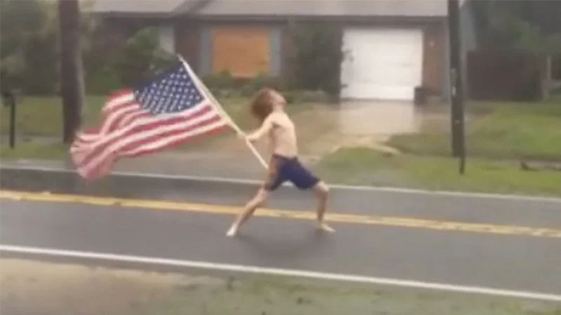 Lane Pittman's iconic viral video moment headbanging to Slayer in hurricane conditions.