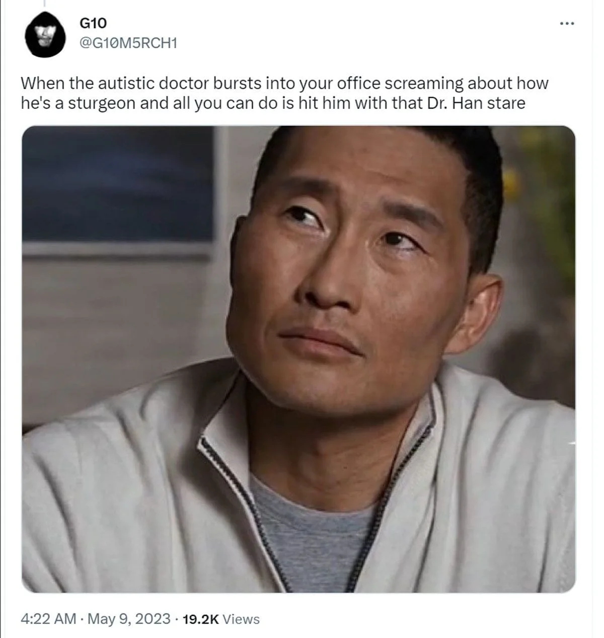 Dr. Han meme post humorously referencing the surgeon assertion.