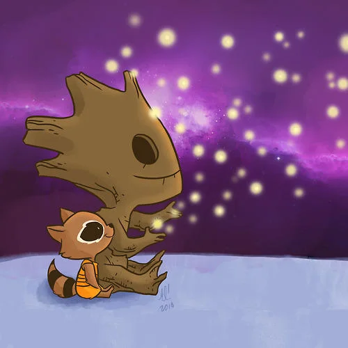 Fan-made parody mashup of 'The Fault in Our Stars' book cover using Groot's signature line.