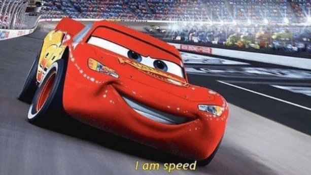 The definitive source image and meme template for I Am Speed.