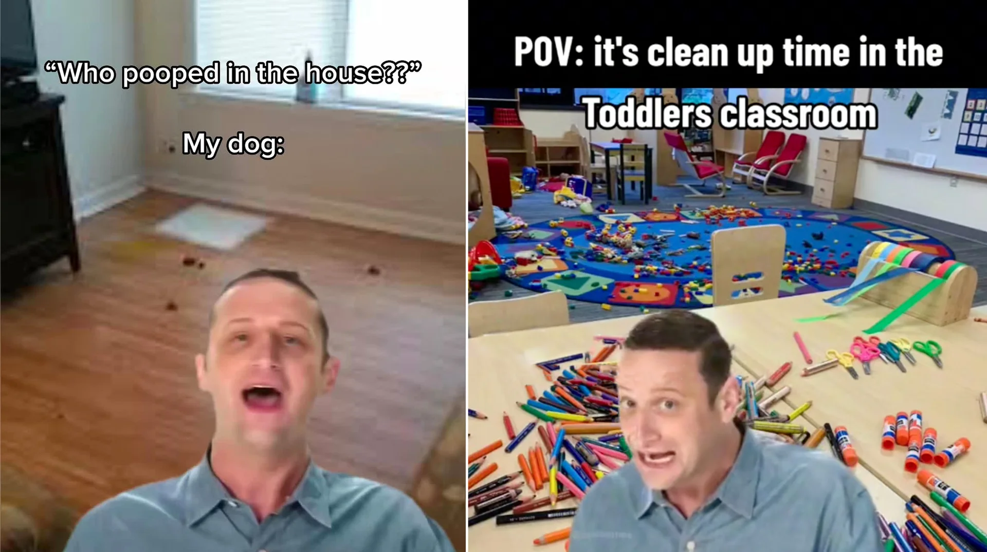 Popular meme format using Tim Robinson's 'I didn't do fucking shit, I'm not worried about it' sketch to depict scenarios of obvious guilt paired with feigned innocence.