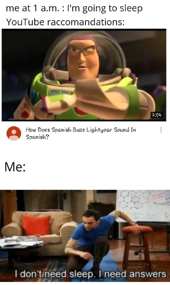 Sleep plans versus YouTube recommendation reality.