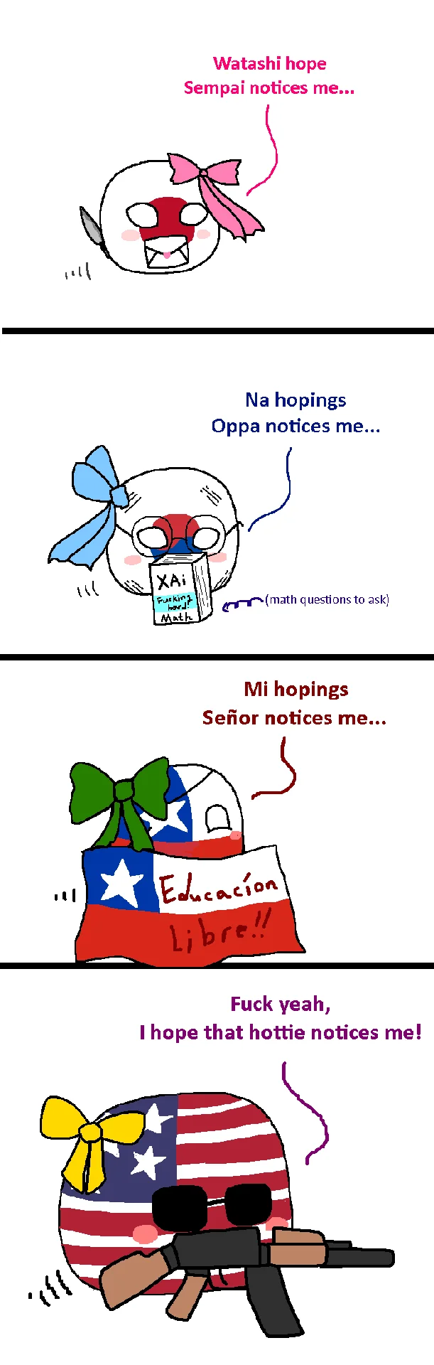 An anime schoolgirl trope illustration captioned 'I hope senpai notices me this year!'—a definitive visual of the meme.