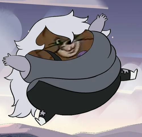 Fan mashup pasting the cheese-mouse face onto Steven Universe's Amethyst, part of the meme's crossover edit trend.