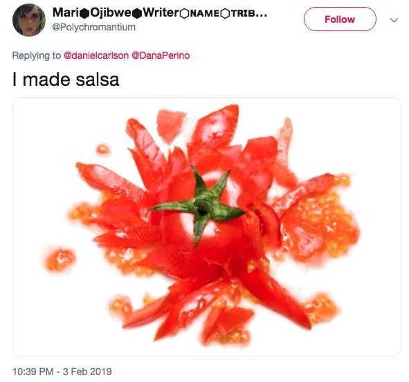A reply by @jehawks likening the queso photo to a septic tank being pumped out.