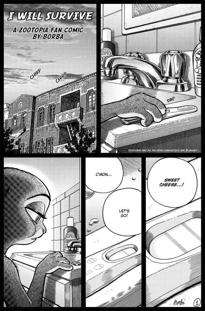 The opening page of Borba's 'I Will Survive' Zootopia fan comic that spawned the meme.
