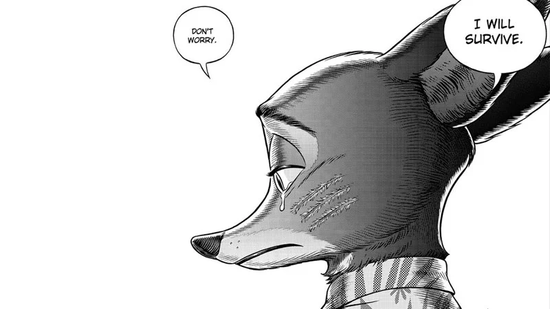 The iconic panel from Borba's 'I Will Survive' Zootopia fan comic that gave the meme its name.