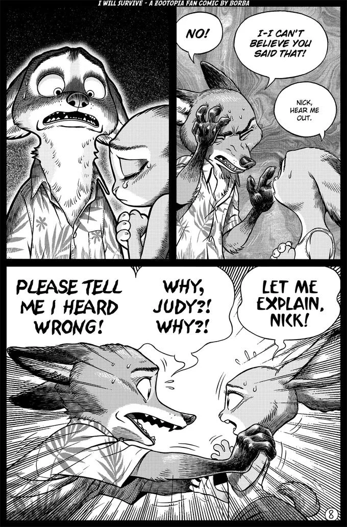 Nick reacts in shock as the confrontation escalates in Borba's 'I Will Survive' comic.