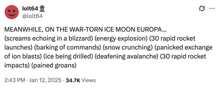 Immersive roleplay describing frozen moon combat.