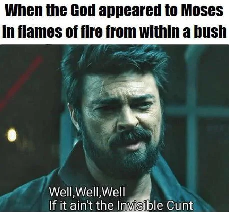 Religious meme about divine appearance.