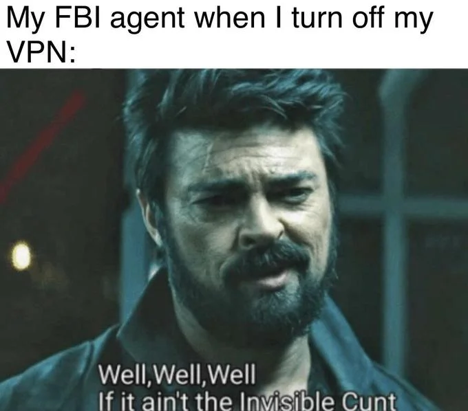 Humor about VPN and hidden online activity.