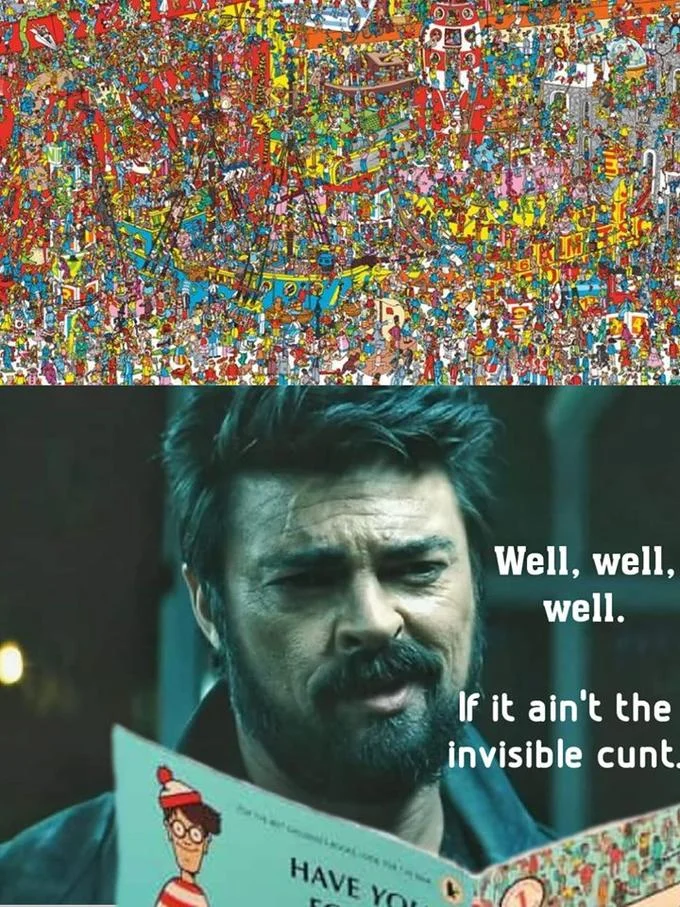 Quote over Where's Waldo collage background.