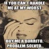 Comedic subversion replacing second half with burrito.