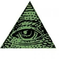 Green Illuminati pyramid symbol with all-seeing eye and radiating lines