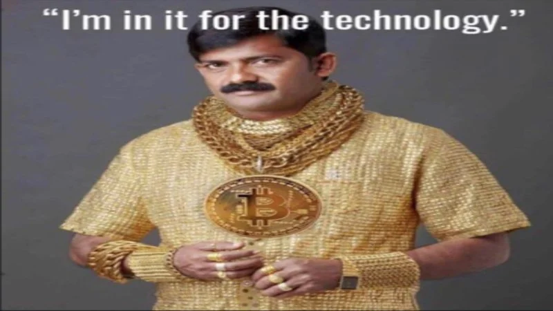 The definitive meme mocking crypto wealth claims.