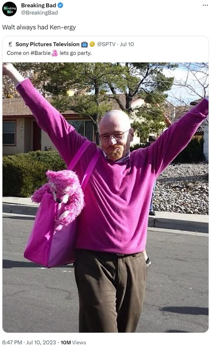 The official Breaking Bad account joins the trend, claiming Walter White 'always had Ken-ergy'.