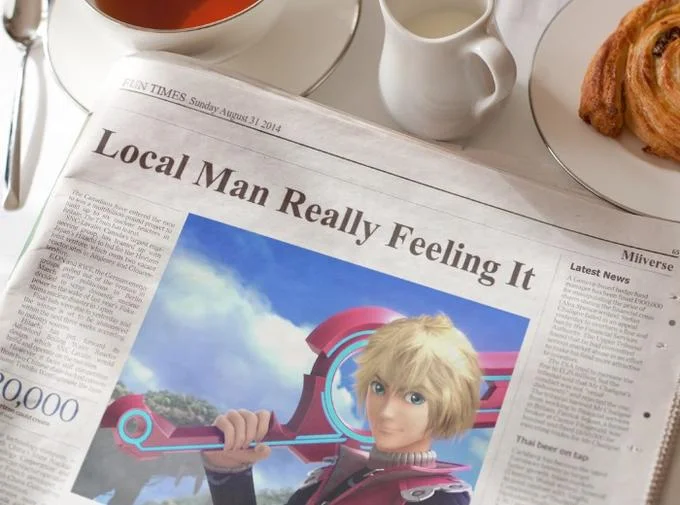 A newspaper parody edit highlighting the Shulk 'I'm really feeling it' phenomenon as breaking news.
