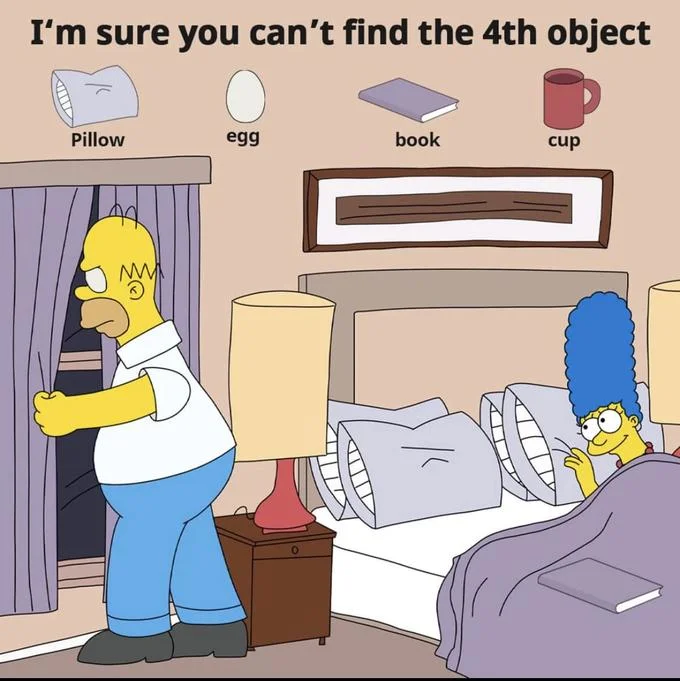 A risqué bedroom variant of the meme with a legend of clothes, tree, knife, and cucumber as the hidden objects.