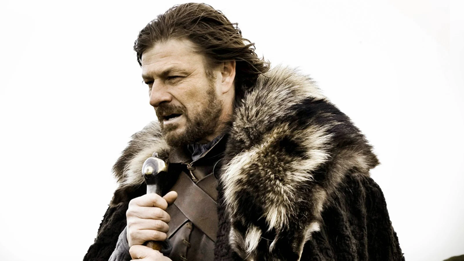 The original Game of Thrones promotional still of Ned Stark that became the template for the 'Brace Yourselves, Winter Is Coming' image macro.