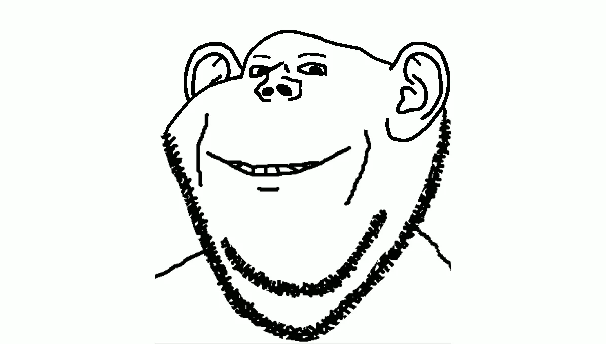 The original Impjak character, a Wojak variant featuring an impish grinning face with distinctive round ears.