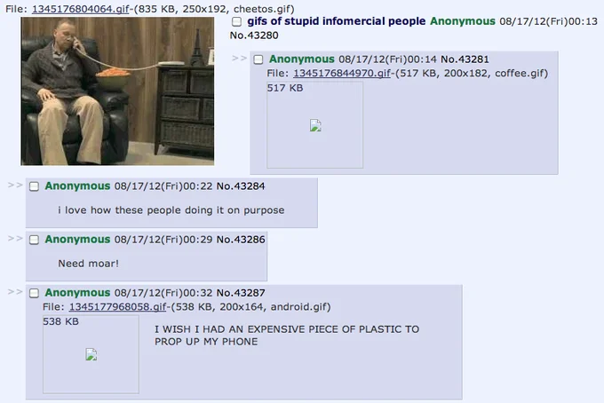 4chan thread discussing infomercial fails.
