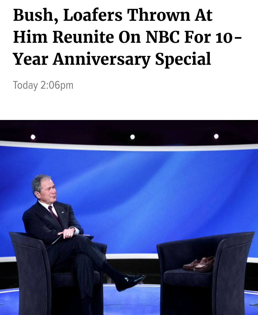 A Bugs Bunny 'pleasant anniversary' meme commemorating the day journalist Muntadhar al-Zaidi threw his shoes at President Bush.