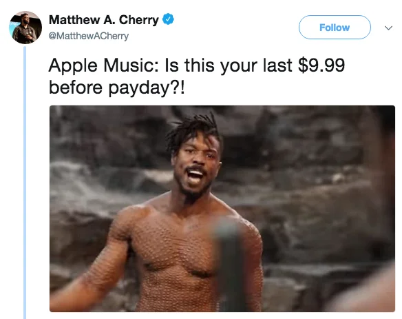 Financial humor about subscription costs.