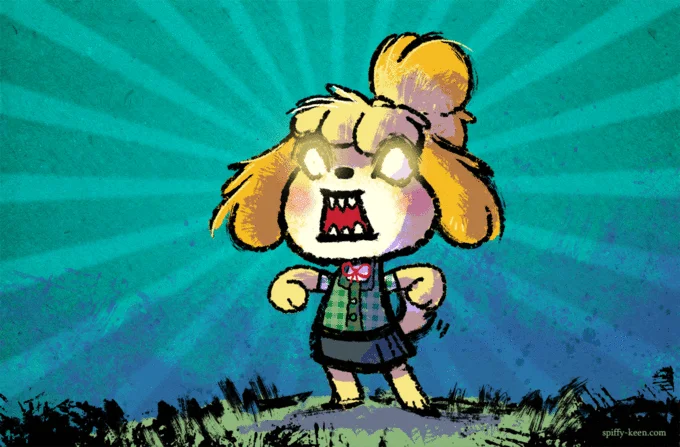 Cute character paired with violent aesthetics.