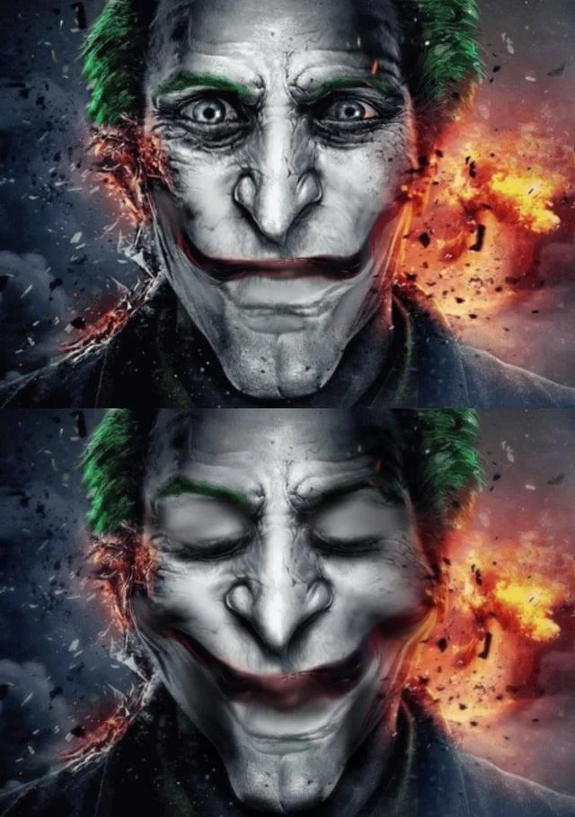 A Joker-themed edit that reimagines the IShowSpeed 'trying not to laugh' two-panel format with the DC villain.