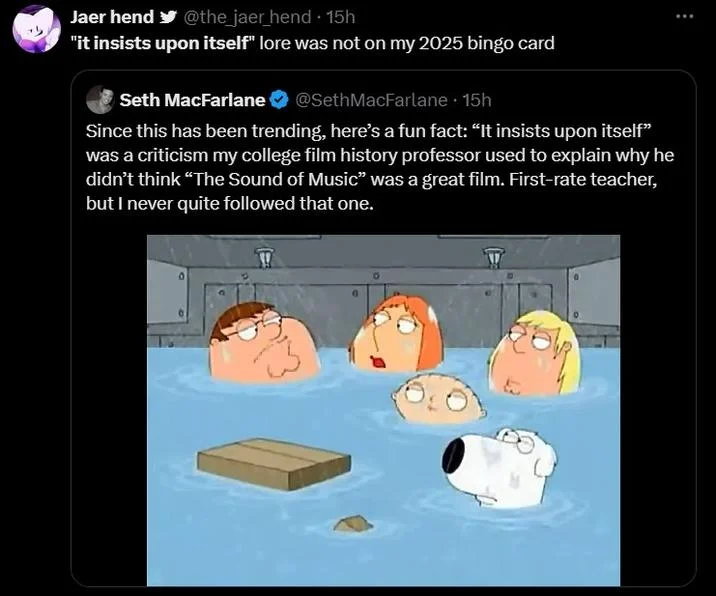 A cleaner variant of the classic Family Guy flooded-room macro captioned with the meme's signature phrase.