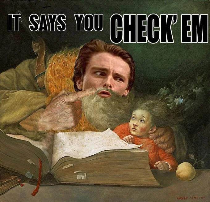 A Warhammer 40K parody of the meme where the accusation is 'heretic' rather than 'gay'.