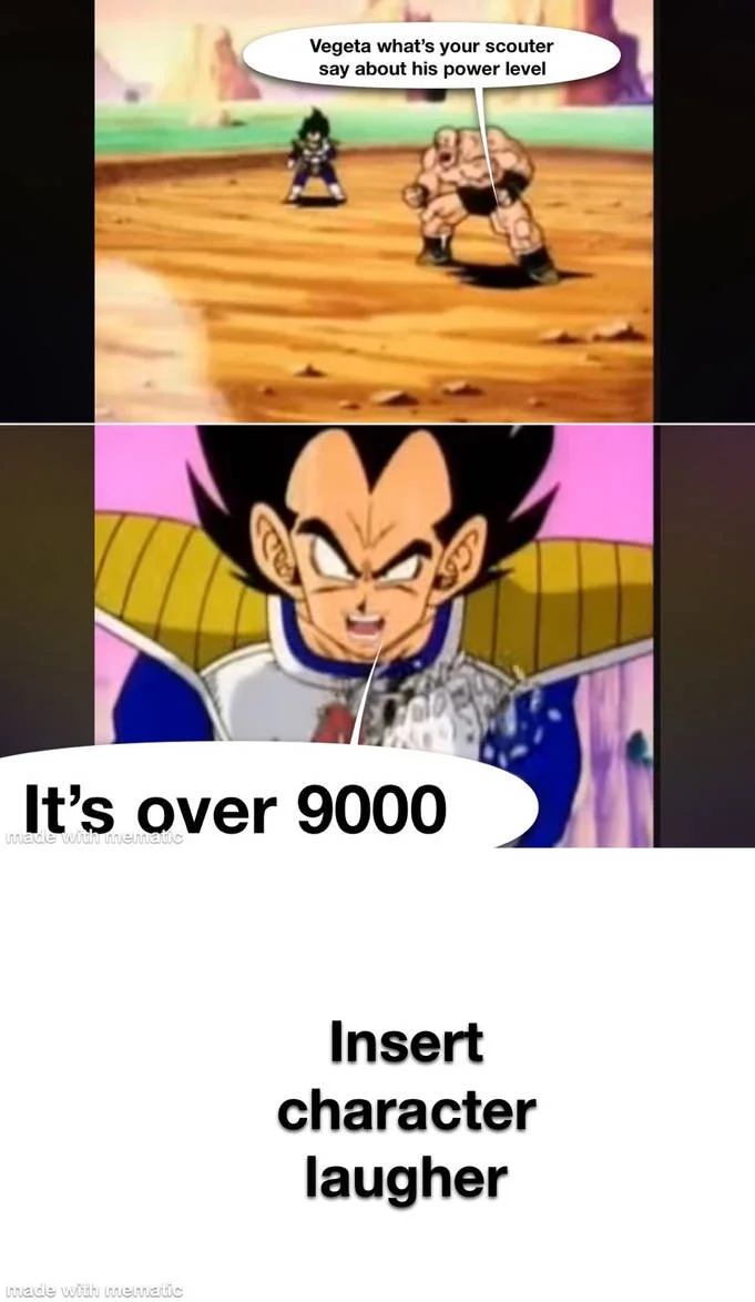 Template for creating custom 'It's Over 9000' meme variations.