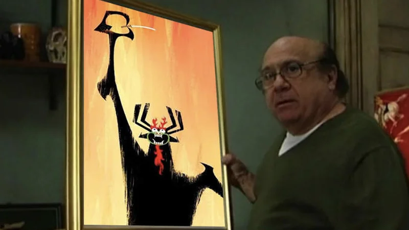 The 'I do not like this painting, Charlie' template featuring Aku from Samurai Jack as the smug subject.