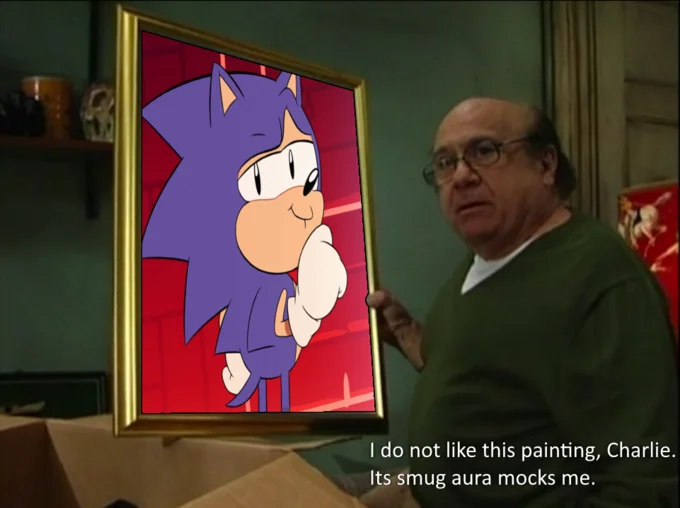 Sonic the Hedgehog edit of the meme, playing on Sonic's iconic smug posing.