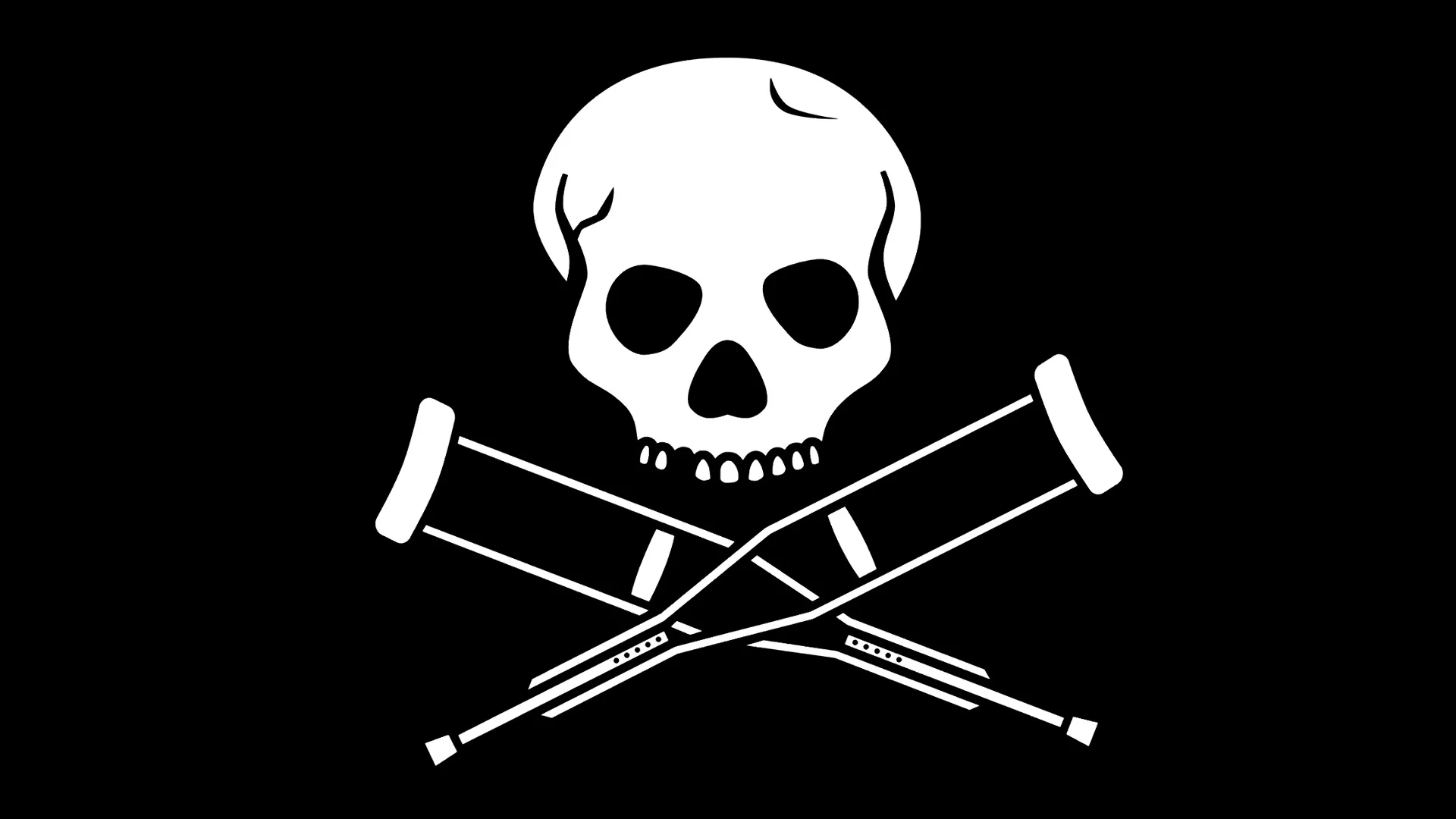 The iconic Jackass skull-and-crutches logo used across the MTV series and film franchise.