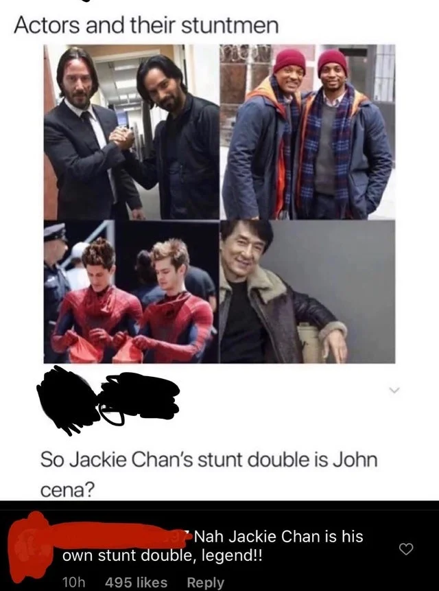 Jackie Chan reacts to fan art on Facebook, sharing a cookie decorated to resemble him in a kung fu uniform.